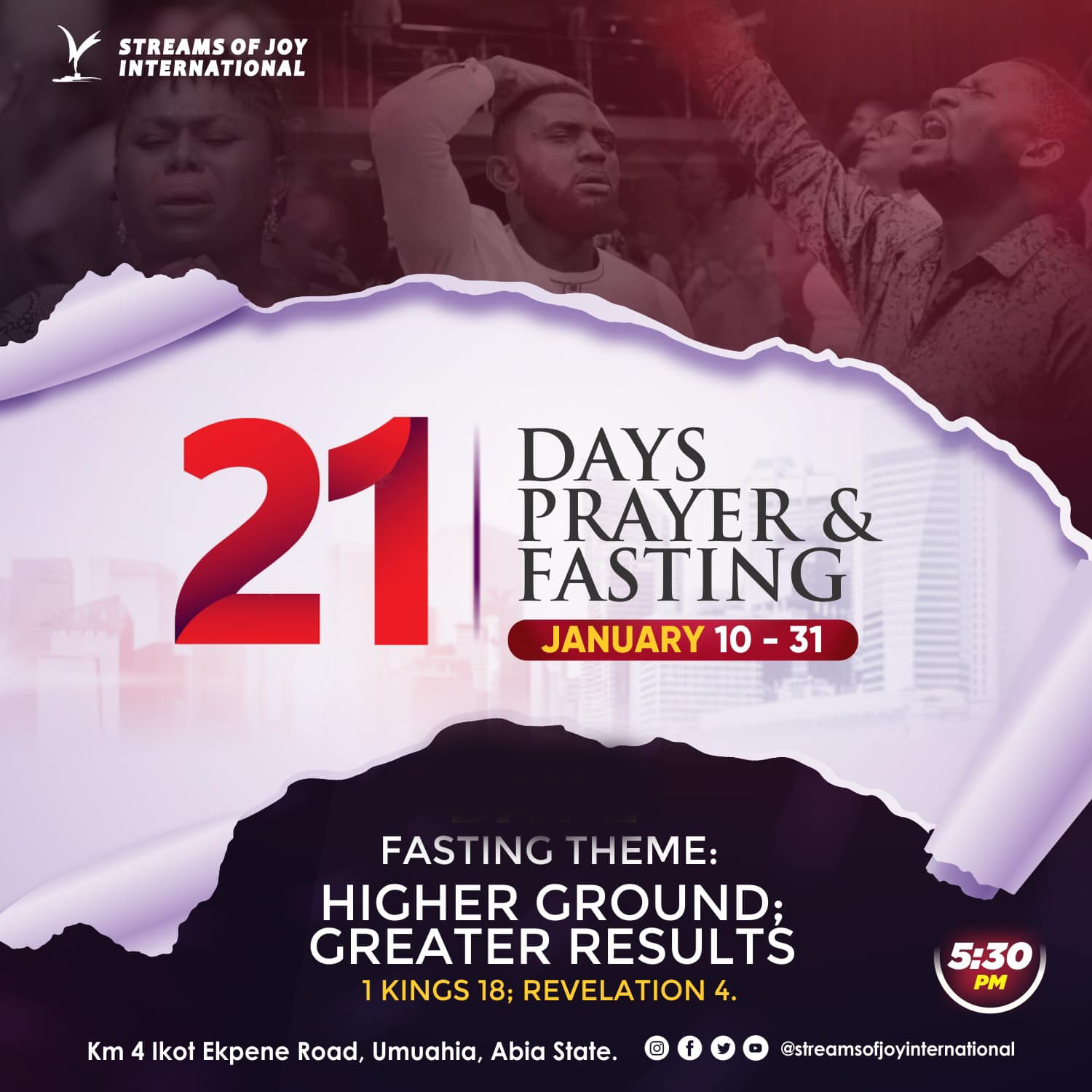 STREAMS OF JOY (SOJ) 21 DAYS FASTING & PRAYER JANUARY 2022