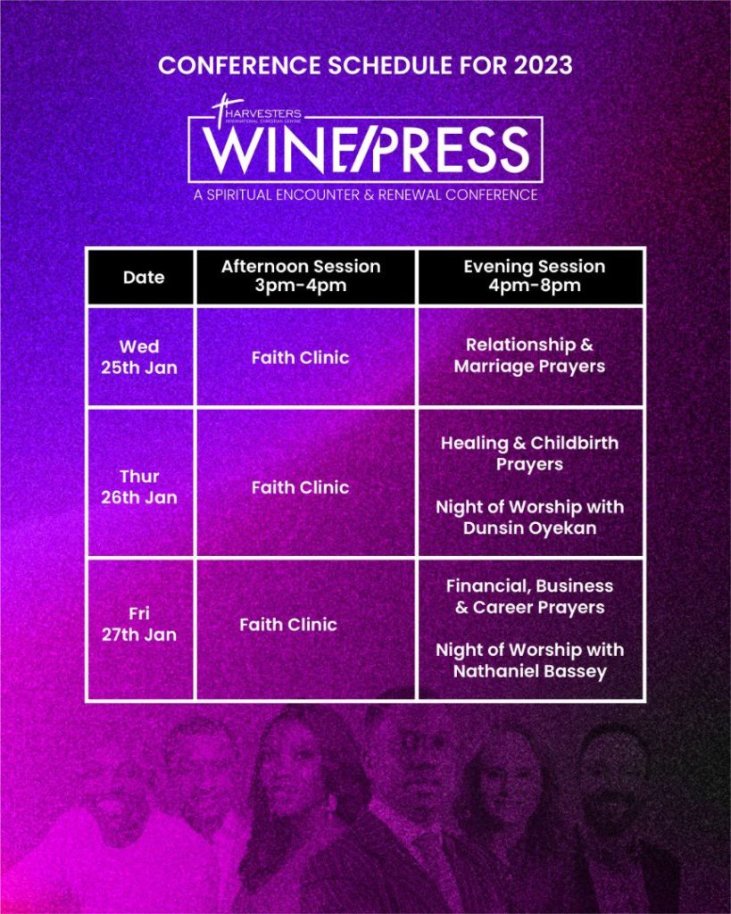 Winepress 2023 Schedule of event